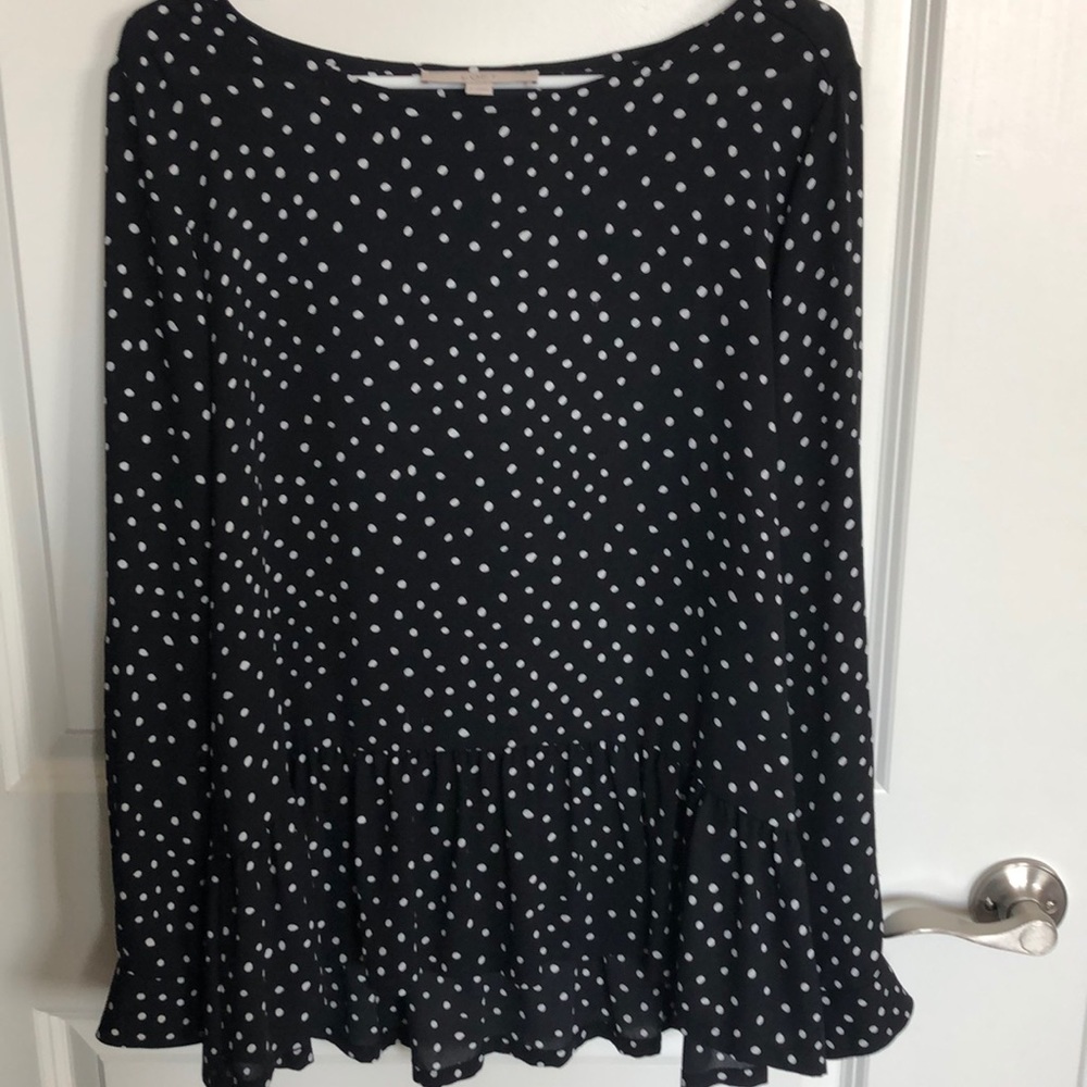 Black and white polka dot Loft blouse